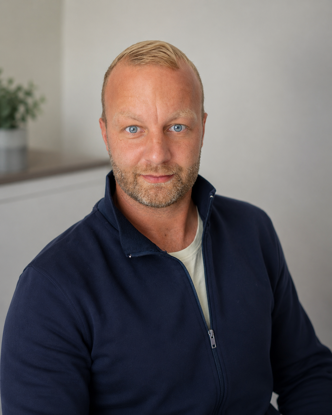Smilende erhvervsdrivende byder kunde velkommen